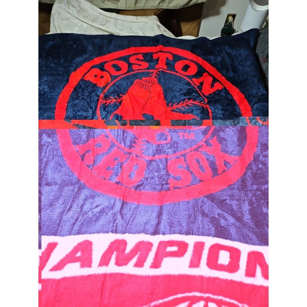 Boston Red Sox Plush Blanket World Series Champs 2004 Throw Fuzzy 60x50 Vintage
